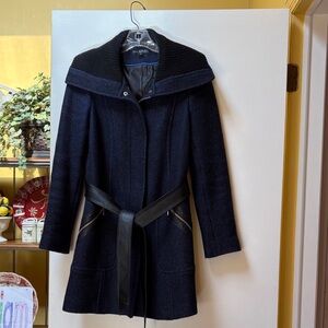 Via Spiga Navy Trench Coat with Black Trim